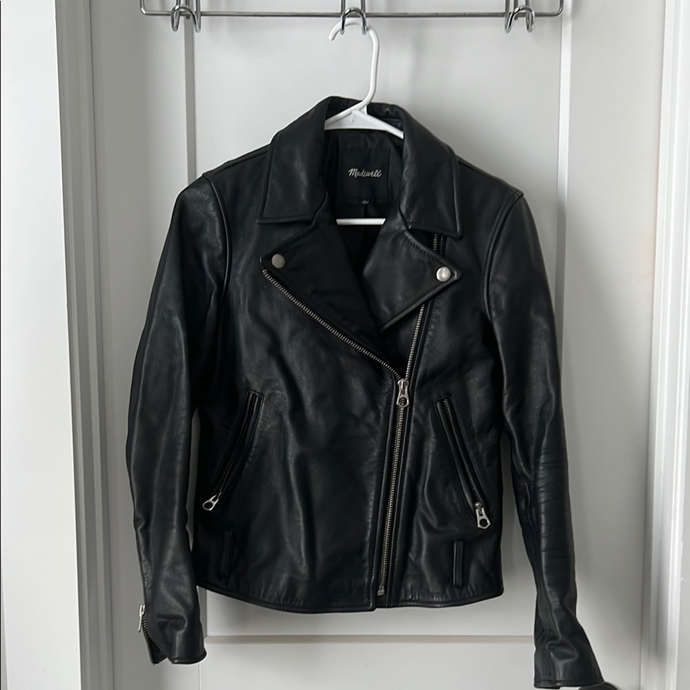 Madewell Black Faux Leather Moto Jacket Asymmetrical Zipper